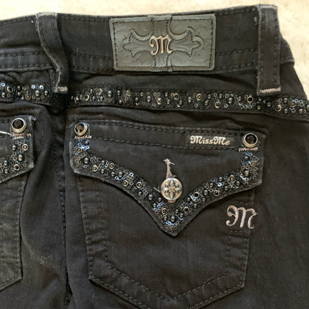 Miss Me Black Mid-Rise Skinny Jeans Sz 28